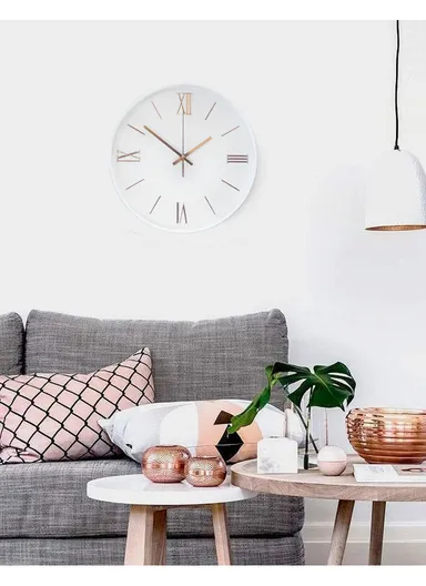 30cm Modern &amp; Stylish Wall Clock Elegant Plastic Frame, Battery Operated, Ideal for Home &amp; Office Decor 8022M - White