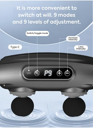 30W Advanced Deep Tissue Muscle Massager with 6 Interchangeable Heads &amp; Adjustable Frequencies