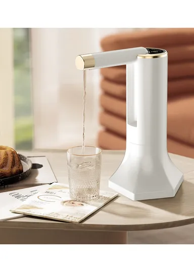 4W Portable Electric Folding Water Pump With Dual-Purpose Design, 360° Rotating Outlet &amp; Charging Cable Ideal For Home, Office &amp; Travel (D16 x H22)cm - Black