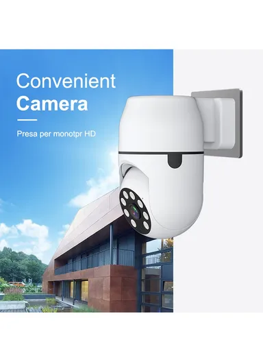 3.0MP WIFI IP PTZ Camera Color Night Vision Auto-Tracking EU Plug Direct Plug Wall Lamp Bulb Minion Camera V380 PRO (Z1-L)