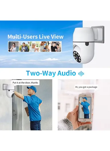 3.0MP WIFI IP PTZ Camera Color Night Vision Auto-Tracking EU Plug Direct Plug Wall Lamp Bulb Minion Camera V380 PRO (Z1-L)