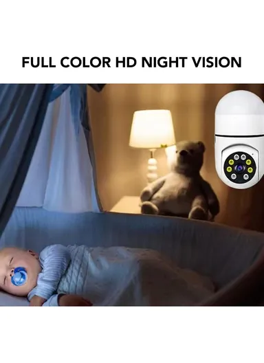 3.0MP WIFI IP PTZ Camera Color Night Vision Auto-Tracking EU Plug Direct Plug Wall Lamp Bulb Minion Camera V380 PRO (Z1-L)