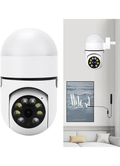 3.0MP WIFI IP PTZ Camera Color Night Vision Auto-Tracking EU Plug Direct Plug Wall Lamp Bulb Minion Camera V380 PRO (Z1-L)