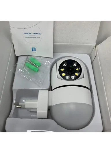3.0MP WIFI IP PTZ Camera Color Night Vision Auto-Tracking EU Plug Direct Plug Wall Lamp Bulb Minion Camera V380 PRO (Z1-L)