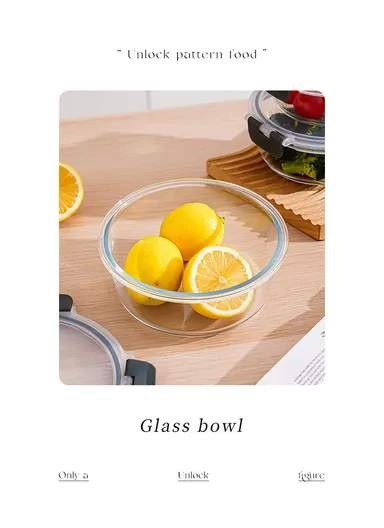 620ml Round Portable Glass Food Container with Airtight Leak Proof Lid, Heat-Resistant &amp; Dishwasher Safe Storage Container, Microwave Food Container