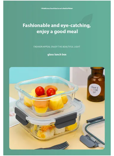 620ml Round Portable Glass Food Container with Airtight Leak Proof Lid, Heat-Resistant &amp; Dishwasher Safe Storage Container, Microwave Food Container