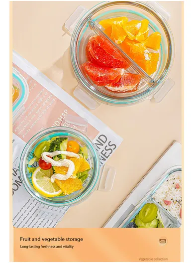 3-Pcs 410ML /680ML /1040ML Rectangle Glass Food Container Set With Air Hole AirTight Lids