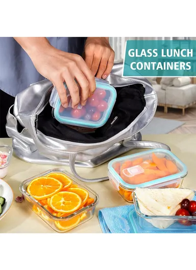 3-Pcs 410ML /680ML /1040ML Rectangle Glass Food Container Set With Air Hole AirTight Lids