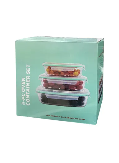 3-Pcs 410ML /680ML /1040ML Rectangle Glass Food Container Set With Air Hole AirTight Lids