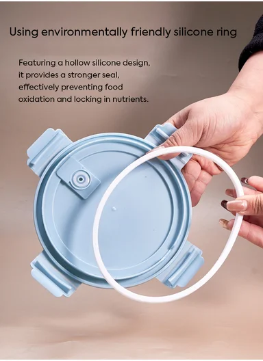 3-Pieces Heat-Resistant Round Borosilicate Glass Food Storage Containers Set - Blue