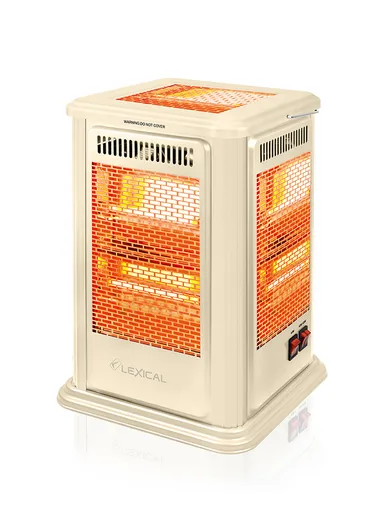 2000W Electric Quartz Heater With Handle, &amp; 5 Heating Sides LQH-8003-4 (W28 x D28 x H45)cm - Cream