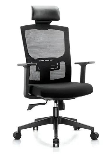 Ergonomic Mesh Office Chair, Desk Chair with Lumbar Support, Position Locking Mechanism, Swivel Wheels, Adjustable Height &amp; Headrest Adjustment 6222A-2 (W68 x D67 x H126-116)cm - Black