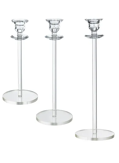 3Pcs Modern Decor Candle Holders for Taper Candles for Dining Table, Living Room &amp; Home Decor - Transparent 