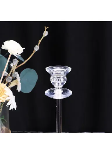 3Pcs Modern Decor Candle Holders for Taper Candles for Dining Table, Living Room &amp; Home Decor - Transparent 