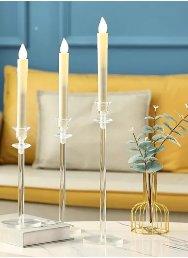 3Pcs Modern Decor Candle Holders for Taper Candles for Dining Table, Living Room &amp; Home Decor - Transparent 