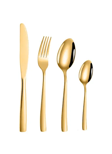 24 Pcs Cutlery Set Knives Forks Spoons For Home &amp; Restaurant - Gold