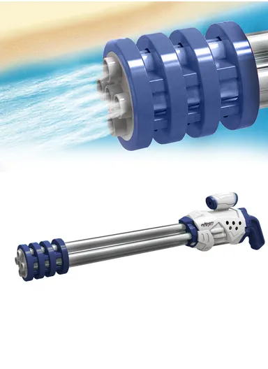 Five-Tube Plastic Water Gun Children's Toy Pull-Out Large Capacity Water Fight Artifact Beach (L52 x W8 x H15)cm - Dark Blue