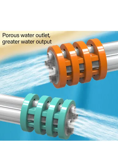 Five-Tube Plastic Water Gun Children's Toy Pull-Out Large Capacity Water Fight Artifact Beach (L52 x W8 x H15)cm - Dark Blue