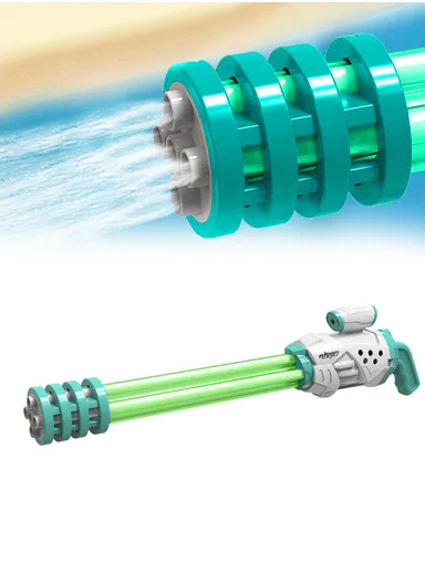Five-Tube Plastic Water Gun Children's Toy Pull-Out Large Capacity Water Fight Artifact Beach (L52 x W8 x H15)cm - Turquoise