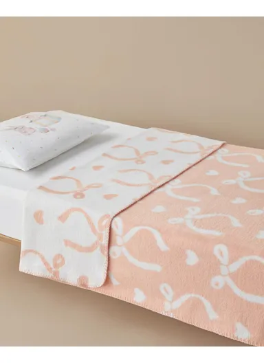 Love Bow Cotton Baby Blanket 100x120 cm Salmon