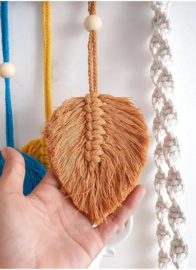 Macrame Woven Tapestry Storage Rack Wall Hanging Shelf Floating Hanging Plant Shelf Storage Organizer Living Room Bedroom Decor WCQ004-2