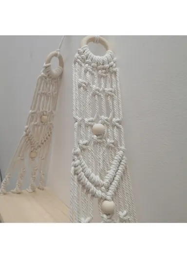 Macrame Wall Hanging Shelf, Wooden Hanging Shelf Organiser Hanger, Rope Wall Hanging Shelf, Plant Hanger, Handmade Boho Woven Home Wall Decor WCQ010