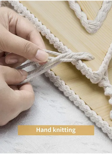 3-Layer Macrame Wall Hanging Shelf, Wooden Hanging Shelf Organiser Hanger, Rope Wall Hanging Shelf, Plant Hanger, Handmade Boho Woven Home Wall Decor MB004 (W41 x D29 x H98)cm