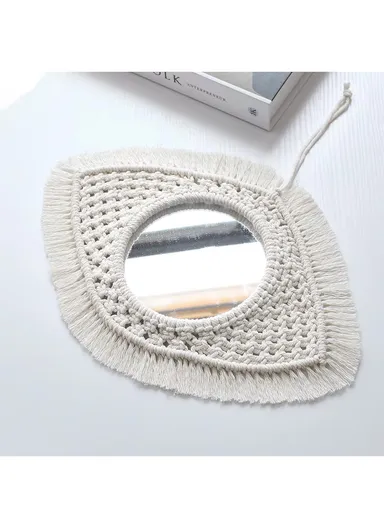 Macrame Wall Mirror, Evil Eye Wall Mounted Mirror Wall Decor Boho Wall Hanging AN017