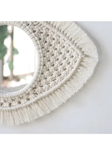 Macrame Wall Mirror, Evil Eye Wall Mounted Mirror Wall Decor Boho Wall Hanging AN017