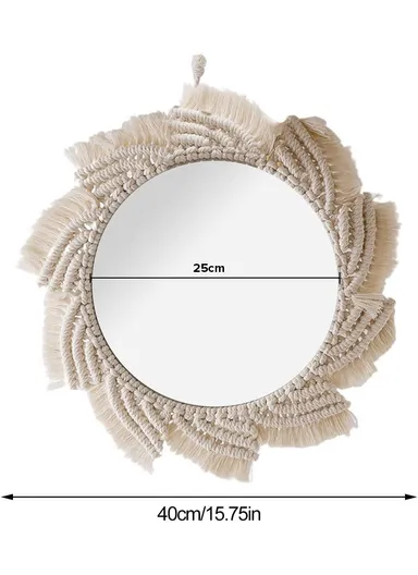 Round Wall Mirrors for Room Decor, Hand Woven Decorative Mirror, Wall Hanging Mirror AN032 (D35 x H40)cm