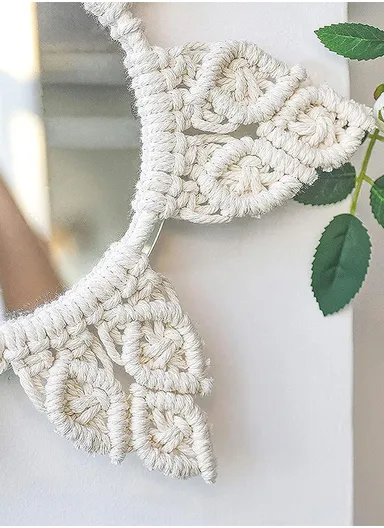 Round Wall Mirrors Macrame for Room Decor, Hand Woven Decorative Mirror, Wall Hanging Mirror 6917