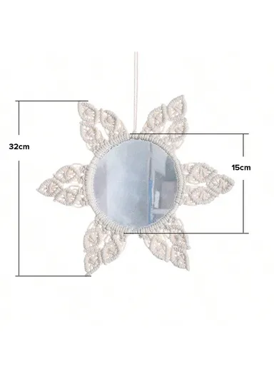 Round Wall Mirrors Macrame for Room Decor, Hand Woven Decorative Mirror, Wall Hanging Mirror 6917