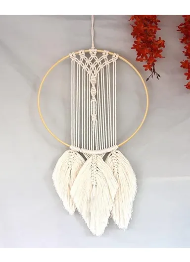 Macrame Accessory for DIY Crafts, Decoration, Tapestry, Wall Hanging, Dream Catcher Handmade Boho Woven Home Wall Decor GT003 (D30 x H67)cm