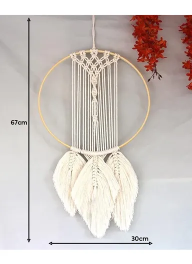 Macrame Accessory for DIY Crafts, Decoration, Tapestry, Wall Hanging, Dream Catcher Handmade Boho Woven Home Wall Decor GT003 (D30 x H67)cm