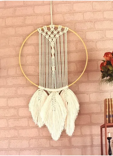 Macrame Accessory for DIY Crafts, Decoration, Tapestry, Wall Hanging, Dream Catcher Handmade Boho Woven Home Wall Decor GT003 (D30 x H67)cm