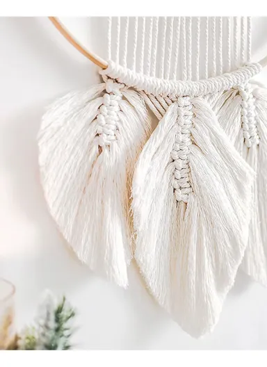 Macrame Accessory for DIY Crafts, Decoration, Tapestry, Wall Hanging, Dream Catcher Handmade Boho Woven Home Wall Decor GT003 (D30 x H67)cm