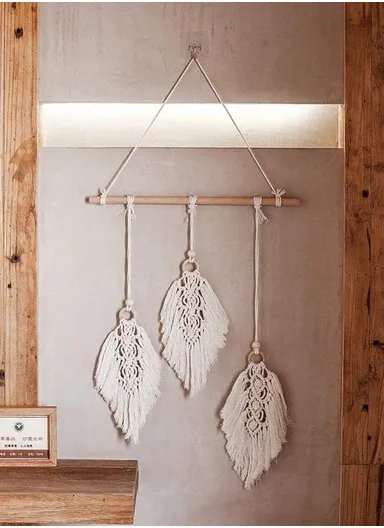 45x95cm Bohemian Handwoven Cotton Rope Tree Leaf Tapestry Living Room Wall Decoration GT004