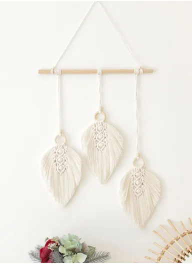 45x95cm Bohemian Handwoven Cotton Rope Tree Leaf Tapestry Living Room Wall Decoration GT004