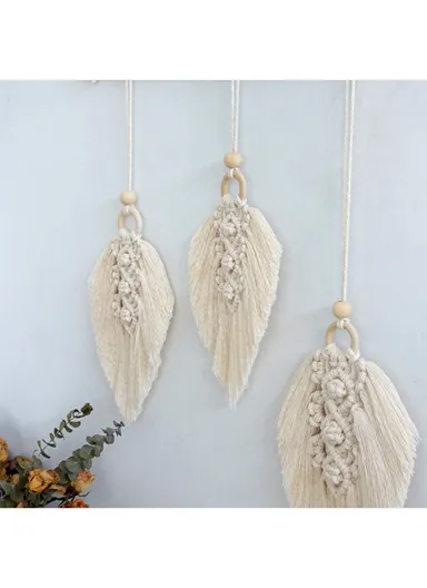 45x95cm Bohemian Handwoven Cotton Rope Tree Leaf Tapestry Living Room Wall Decoration GT004