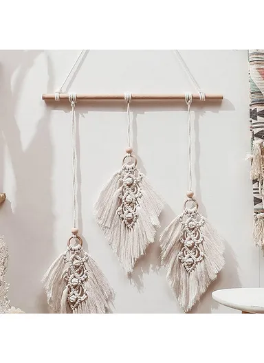 45x95cm Bohemian Handwoven Cotton Rope Tree Leaf Tapestry Living Room Wall Decoration GT004