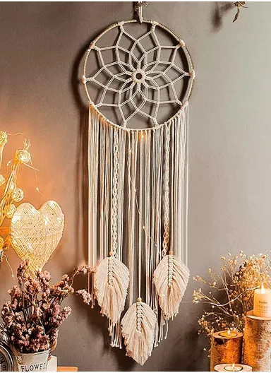 Handcrafted Macrame Dreamcatcher Wall Hanging Bohemian Style Home Decor GT013 (D25 x H95)cm
