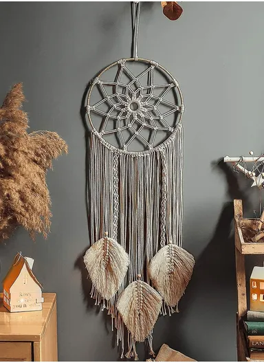Handcrafted Macrame Dreamcatcher Wall Hanging Bohemian Style Home Decor GT013 (D25 x H95)cm