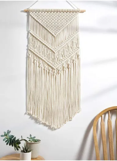 Macrame Wall Hanging, Chic Handmade Cotton Woven Tapestry Craft for Indoor Outdoor Wedding Background Bohemian Home Decoration Door Curtains GT019
