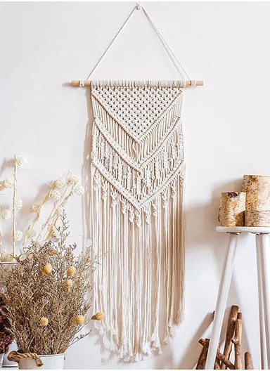 Macrame Wall Hanging, Chic Handmade Cotton Woven Tapestry Craft for Indoor Outdoor Wedding Background Bohemian Home Decoration Door Curtains GT019