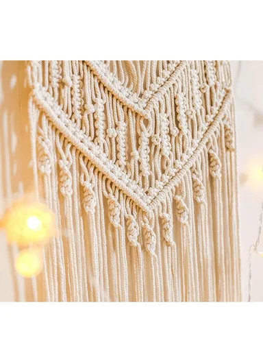 Macrame Wall Hanging, Chic Handmade Cotton Woven Tapestry Craft for Indoor Outdoor Wedding Background Bohemian Home Decoration Door Curtains GT019