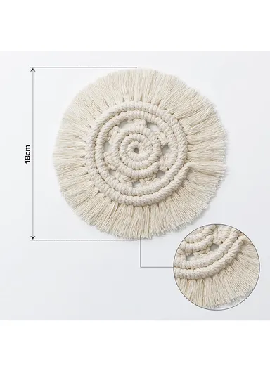 Dremisland Coaster for Drinks Absorbent Woven Coasters Handmade Macrame Coasters with Tassels Coffee Aromatherapy Décor Heat Protection Mat GT023