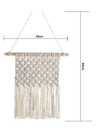Bohemian Macrame Wall Hanging Minimalist Cotton Tapestry for Home Decor GT034 (W35 x H55)cm