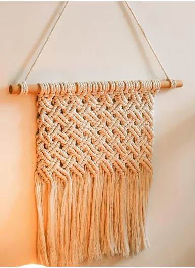 Bohemian Macrame Wall Hanging Minimalist Cotton Tapestry for Home Decor GT034 (W35 x H55)cm