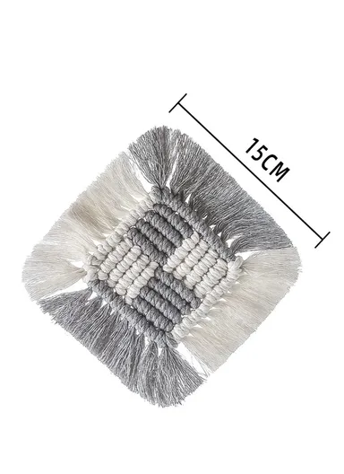 15cm Embroidery Placement Mat, Crochet Rope Braid Woven Crochet Placemats Cotton Braid Handmade Nordic Placemats GT036 - Grey