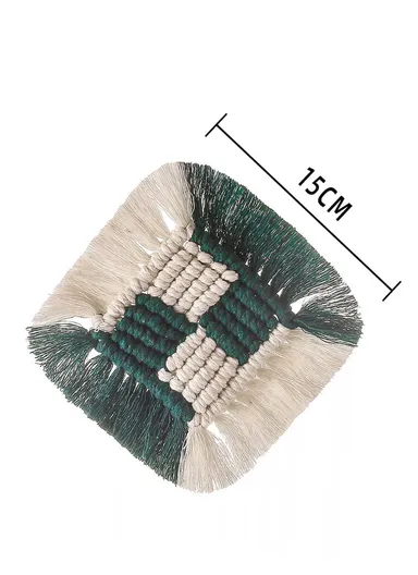 15cm Embroidery Placement Mat, Crochet Rope Braid Woven Crochet Placemats Cotton Braid Handmade Nordic Placemats GT036 - Green